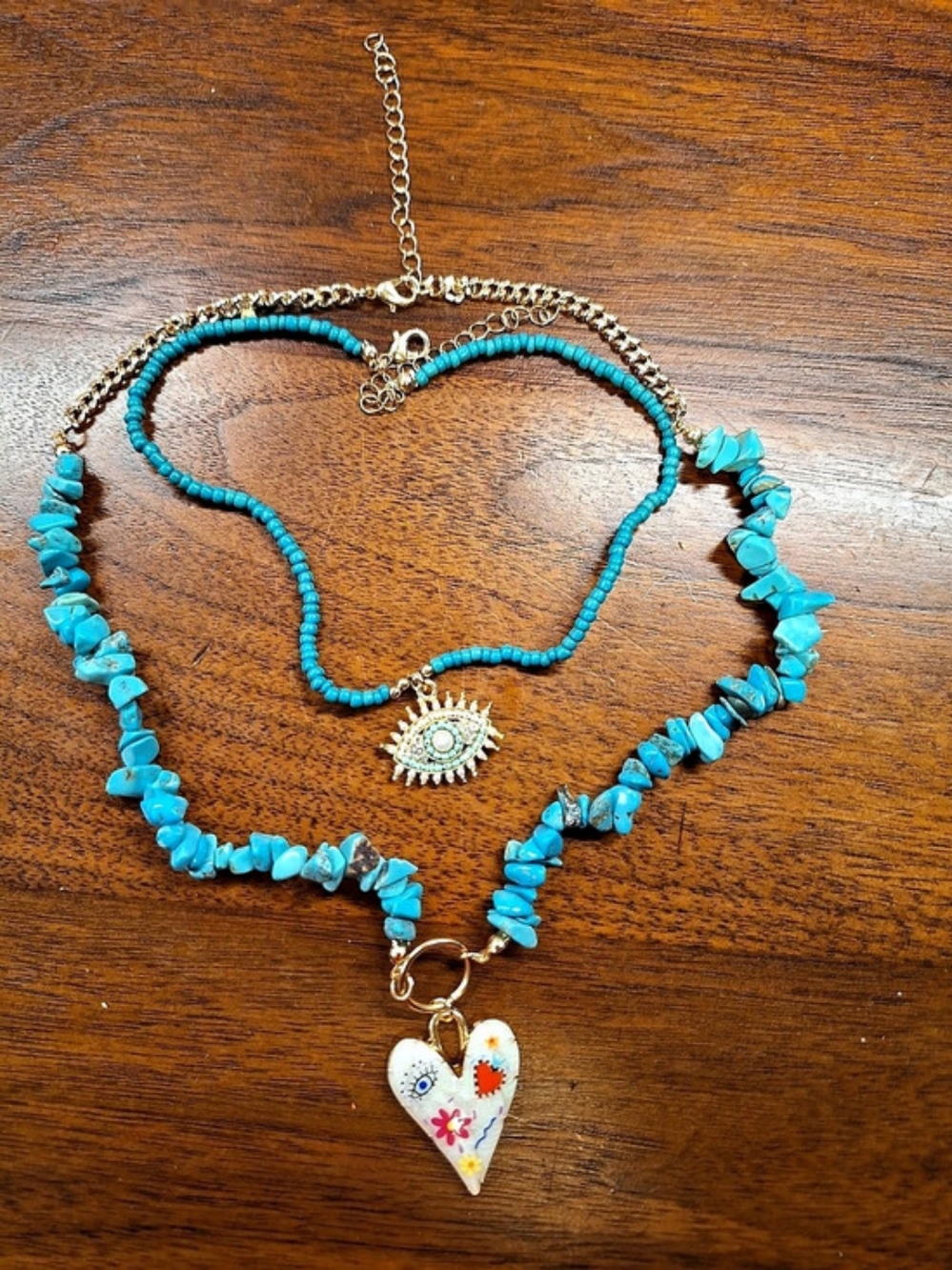 Blue Beaded Pendant Necklace